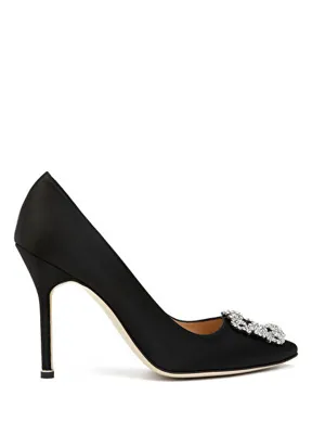 Manolo Blahnik Lacivert Taşlı Tokalı Stiletto