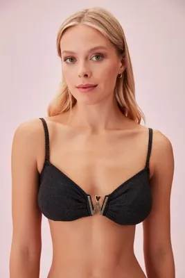 SUWEN Metal Aksesuarlı Straplez Bikini Üst
