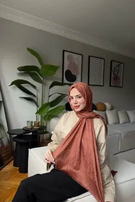 diorel D Desen Pamuk İpek Şal-Taba