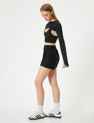 Koton Mini Şort Etek Spor Paraşüt Kumaş Beli Lastikli Relax Fit