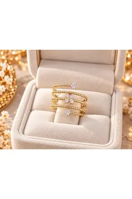 Genel Markalar Pirinç Gold Renk Spiral Lotus Model Kadın Yüzük