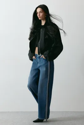 H&M Wide Regular Jeans Yanları Şeritli