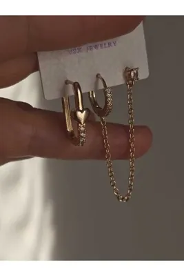 Aura jewerly store 3 lü çelik küpe
