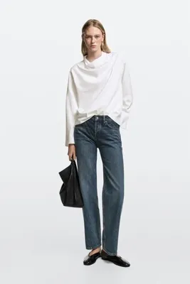 Massimo Dutti Orta , yıpranmış paçalı stovepipe fit jean