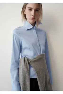 MANGO Woman Crop poplin gömlek