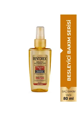 Restorex 7 Besleyici Saç Bakım Yağı 80 ml - Parlaklık ve İpeksi Yumuşaklık - Kuru, Normal ve Yıpranmış Saçlar