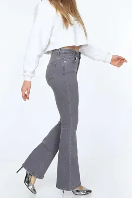 TRENDNATUREL Oskar Likralı Yüksek Gri Ispanyol Ispanyol Jeans Pantolon-beden Tablomuz Mevcuttur