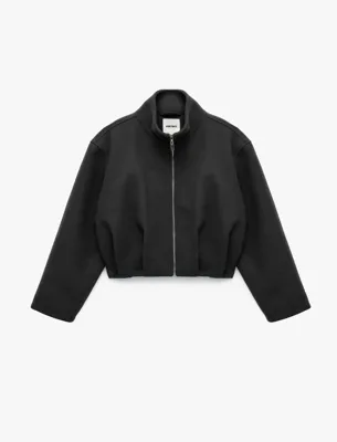Koton Koton X Selected by Şahika Ercümen -  Fermuarlı Uzun Kollu Kaşe Dik Yaka Bomber Ceket