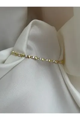 lotusbybuket Paslanmaz çelik zirkon taşlı yıldız detaylı suyolu gold bileklik