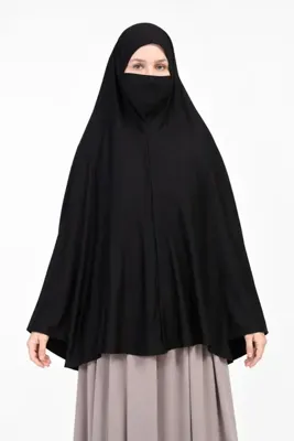 TRMODA Kollu Peçeli Sufle Uzun Model Pratik Tesettür Örtüsü Hazır Türban