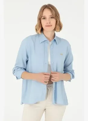 U.S. Polo Assn. Kadın Kadın Açık Mavi Uzun Kollu Gömlek 50297121 VR003