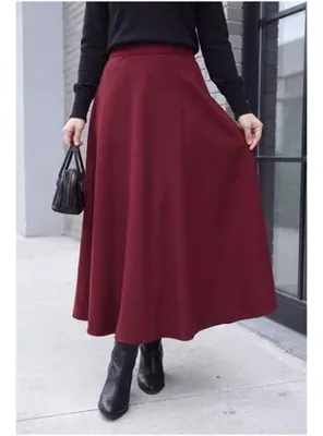 Podyumplus Fermuarlı Kaşe Çan Etek -Bordo