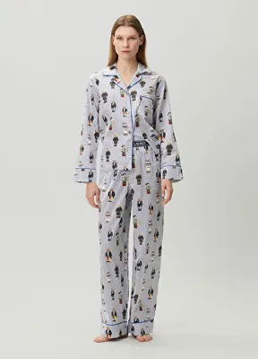 Polo Ralph Lauren-Lingerie Polo Bear Mavi Çizgili Pijama Takımı