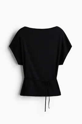 H&M Kuşaklı Tekstüre Üst