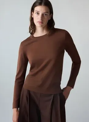 İpekyol IW6260050047 Kahve Kadın Bisiklet Yaka Regular Fit Triko Kazak