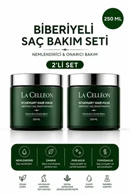 la celleon 2'Li Biberiyeli Saç Bakım Maskesi | Shea Yağı, Argan Yağı ve Hidrolize Protein Özlü 250 ML x 2