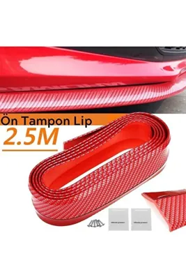 MyBest Kırmızı Renkli 2,5 Metre Araba Oto Ön Tampon Koruyucu Kauçuk Pratik Tampon Şerit Bant Döşeme Kiti