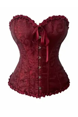 Girlsavm Bordo Vintage Korse Büstiyer - Bordo Victorian Vintage Gotik Kadın Korsesi