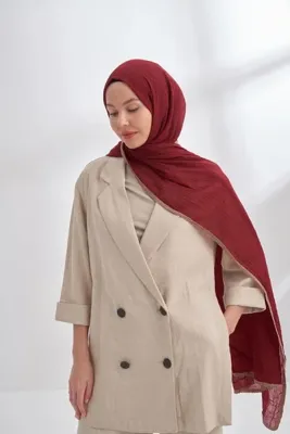 ARMANDA MÜSLİN BİYELİ ŞAL - BORDO