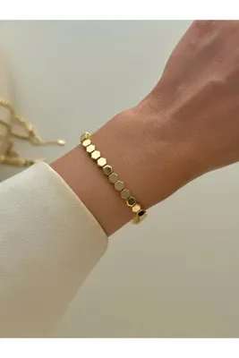 YOUES JEWELRY CM Lüx 14K Altın Renk Premium Kuyumcu Model Bileklik Altın Kaplama Renk Atmaz Kadın Bileklik
