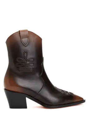 Santoni Koyu Kahverengi Kadın Deri Bot