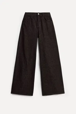 Mudo Kadın Kahverengi Tekstürlü Wide Leg Pantolon