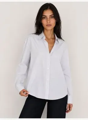 Loft Kadın Lacivert Uzun Kol Gömlek Yaka Loose Fit Gömlek