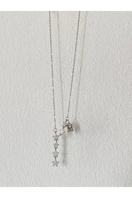 bijoux uniques Kayan Yıldız M Harfli Çelik Kolye