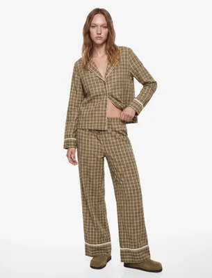 Koton Rahat Kesim Uzun Kollu Ekoseli Gömlek Pijama Üstü
