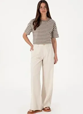 U.S. Polo Assn. Kadın Taş Loose Fit Kanvas Pantolon 50309122-VR049