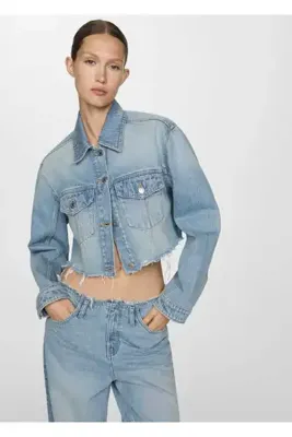 MANGO Woman Dikişsiz denim mont