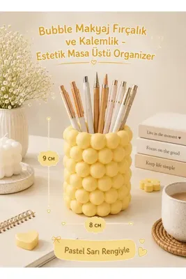 almalions Bubble Makyaj Fırçalık ve Kalemlik - Estetik Masa Üstü Organizer 9CM