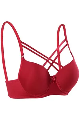 Ebru Silikonlu Destekli / Push Up Micro Tulumlu Çapraz İpli Sütyen EBR1160