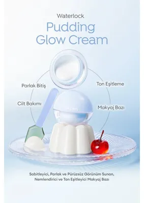 Str Store Nemli Görünüm Sunan Ton Eşitleyici Sabitleyici Makyaj Bazı Apıeu Waterlock Pudding Glow Cream Glow Cream