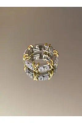 kems jewels Marka X Model Vip Zirkon Taşlı Çelik Yüzük
