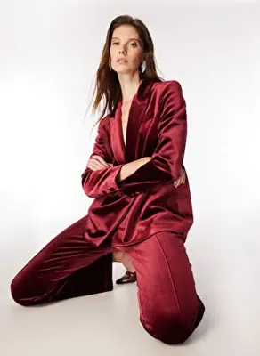 Fabrika Bordo Kadın Kruvaze Blazer  F4WL-CKT0289