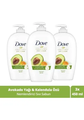 Uravas Store Dove Nemlendirici Sıvı Sabun Avokado Yağı ve Kalendula Özü 450 ml X3 Adet