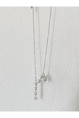 bijoux uniques Kayan Yıldız H Harfli Çelik Kolye