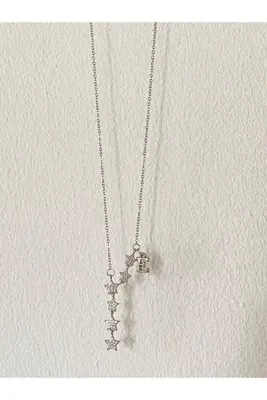 bijoux uniques Kayan Yıldız E Harfli Çelik Kolye