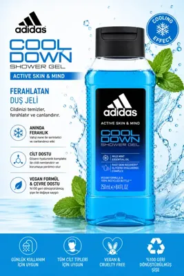 adidas Active Skin & Mind Cool Down Duş Jeli 250 ml - Ferahlatıcı Bakım
