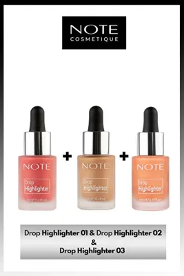 Note Cosmetics Drop Highlighter Likit Aydınlatıcı 01 & 02 & 03 3'lü Makyaj Seti