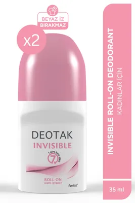 Deotak Invisible Kadın Roll-On Deodorant 35 ml x 2 Adet 7 Güne Kadar Etkili Leke Bırakmayan Hassas