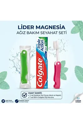 Lider MAGNESİA KATLANIR DİŞ FIRÇASI 2 A 50 ML FLORÜRLÜ DİŞ MACUNU 1 AD SEYEHAT SETİ