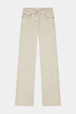 W Collection BEJ KEMER ÖRGÜ DETAYLI JEAN PANTOLON