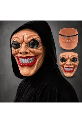 Generic Kırmızı Ağız ve Beyaz Diş Detaylı File Gözlü Maske