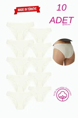 Newlilla 10'lu Paket %100 Pamuklu Kalp Desenli Bikini Külot - Avantajlı Set