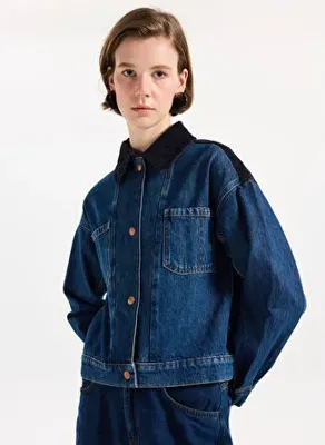 Lee Cooper Mavi  Kadın Crop Ceket 261 LCF 131001 CROPY DENIM