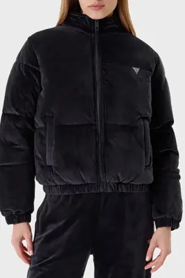 Guess Couture Taşlı Regular Fit Dik Yaka Kısa Mont V4BL03K0232 MONT V4BL03 K0232 JBLK