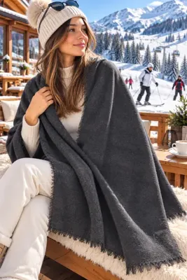 Emsay Store Kaliteli 1. Sınıf Şal – Atkı Şal Omuz Şalı - Gri Atkı Şal - Omuz Şalı