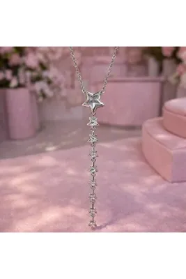 Heda Jewelry Yıldızlı Y Kolye - Çelik Yıldız Figürlü Y Model Kolye